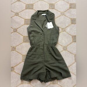 NWT Onia Sleeveless Button Front Romper Linen Blend XS
